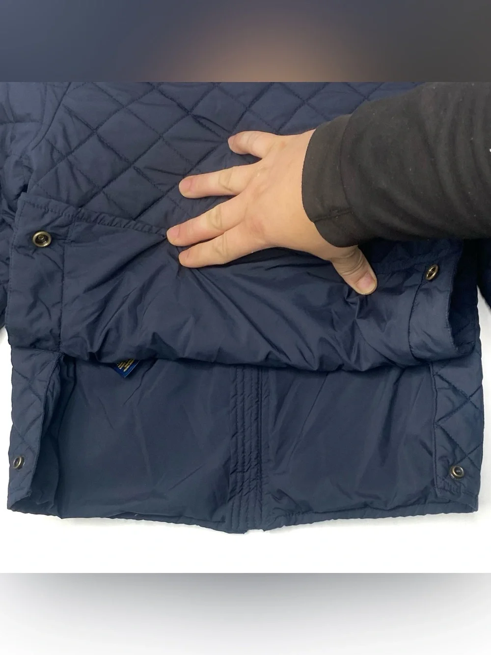 Polo Ralph Lauren Navy Blue Quilted Puffer Jacket Embroidered Logo Size Small 8